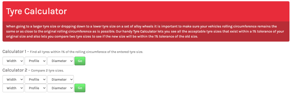 online tyre calculator