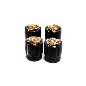 Genuine Coloured Crested Valve Cap Set in Black