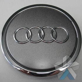 Genuine Audi 70mm Metallic Grey Chrome Edge Centre Caps