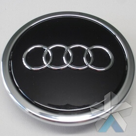 Genuine Audi 70mm Gloss Black Chrome Edge Centre Caps