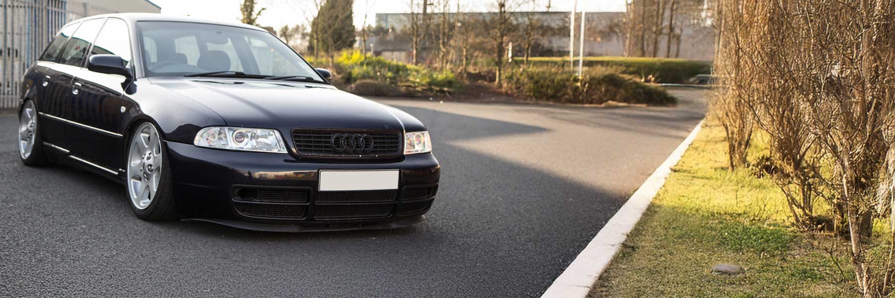 Banner image of a  Audi A4 & S4 B5 (8D) featuring original Audi wheels.