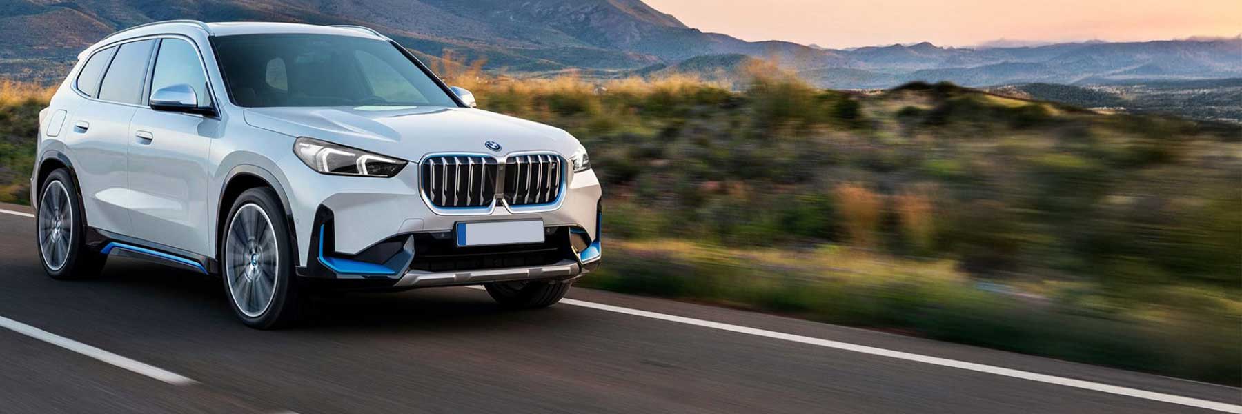 Banner image of a  BMW iX1 U11 featuring original BMW wheels.