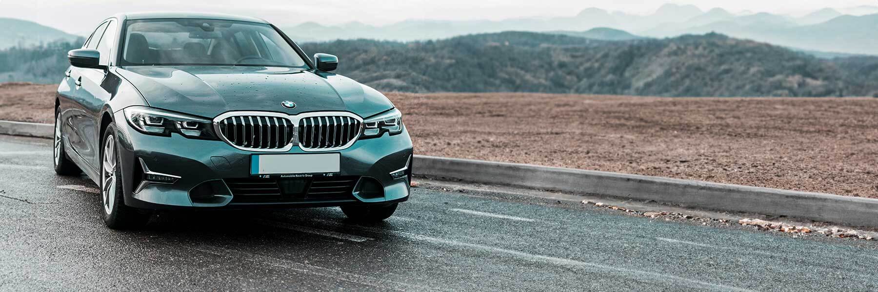 Banner image of a  BMW 3 Series G20 featuring original BMW wheels.