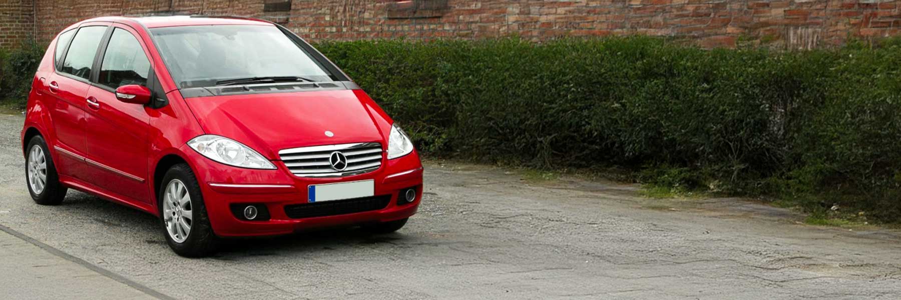 Banner image of a  Mercedes A-Class C169 featuring original Mercedes wheels.