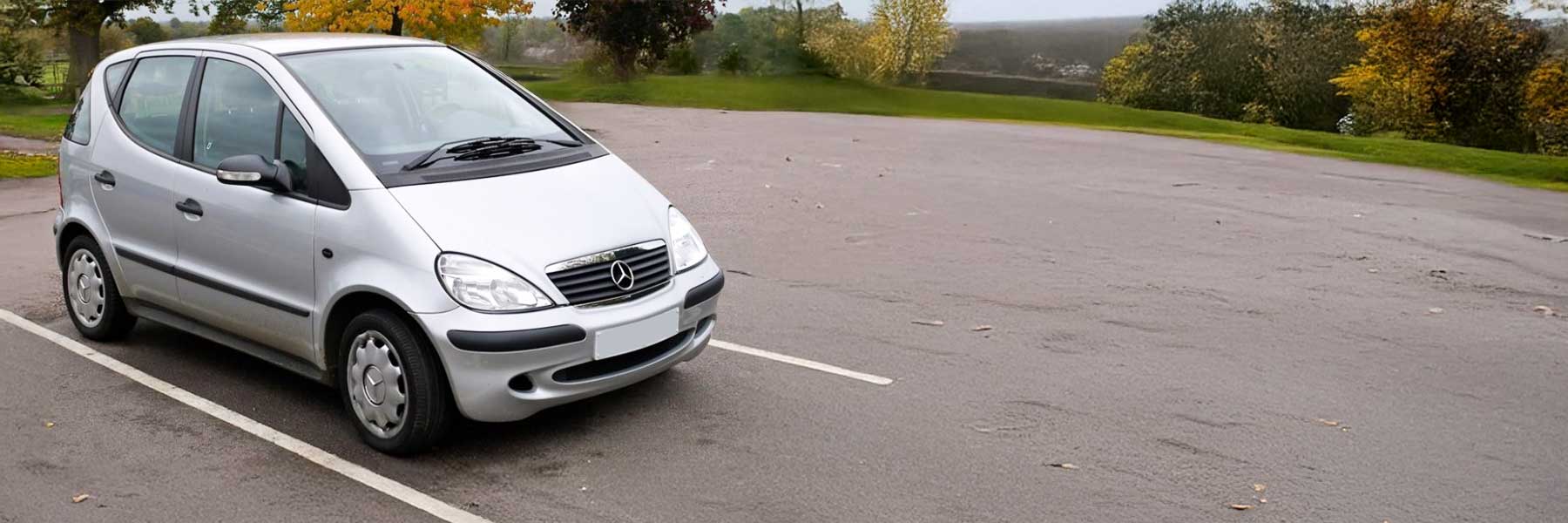 Banner image of a  Mercedes A-Class V168 featuring original Mercedes wheels.