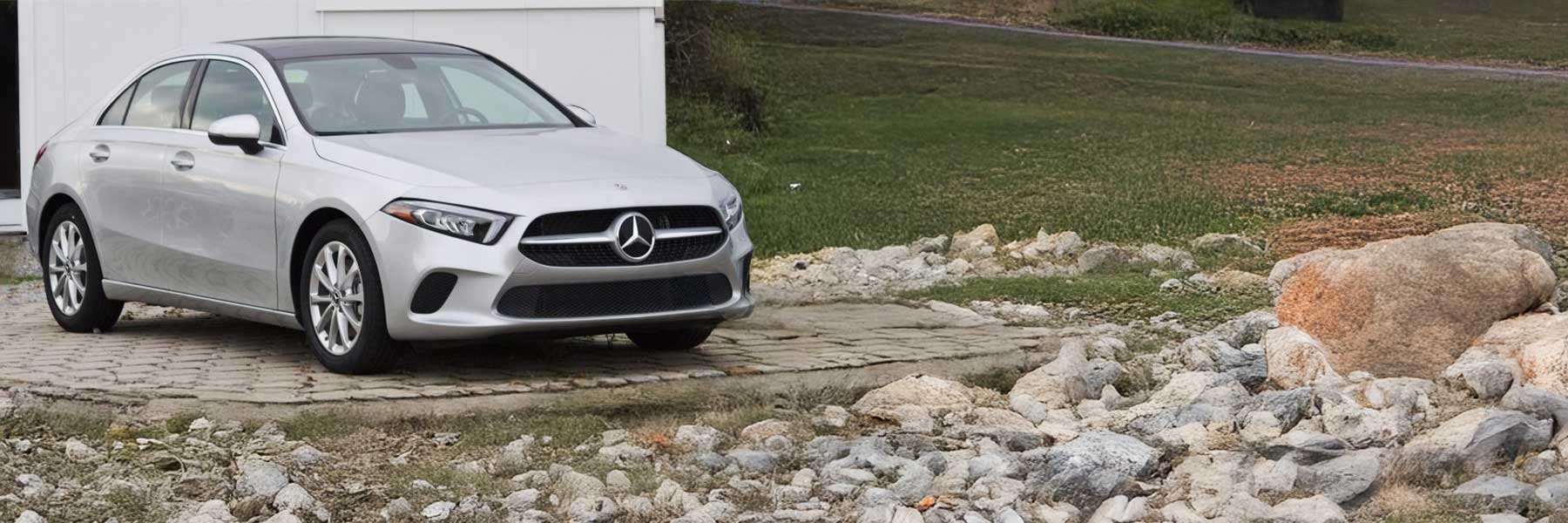 Banner image of a  Mercedes A-Class V177 featuring original Mercedes wheels.