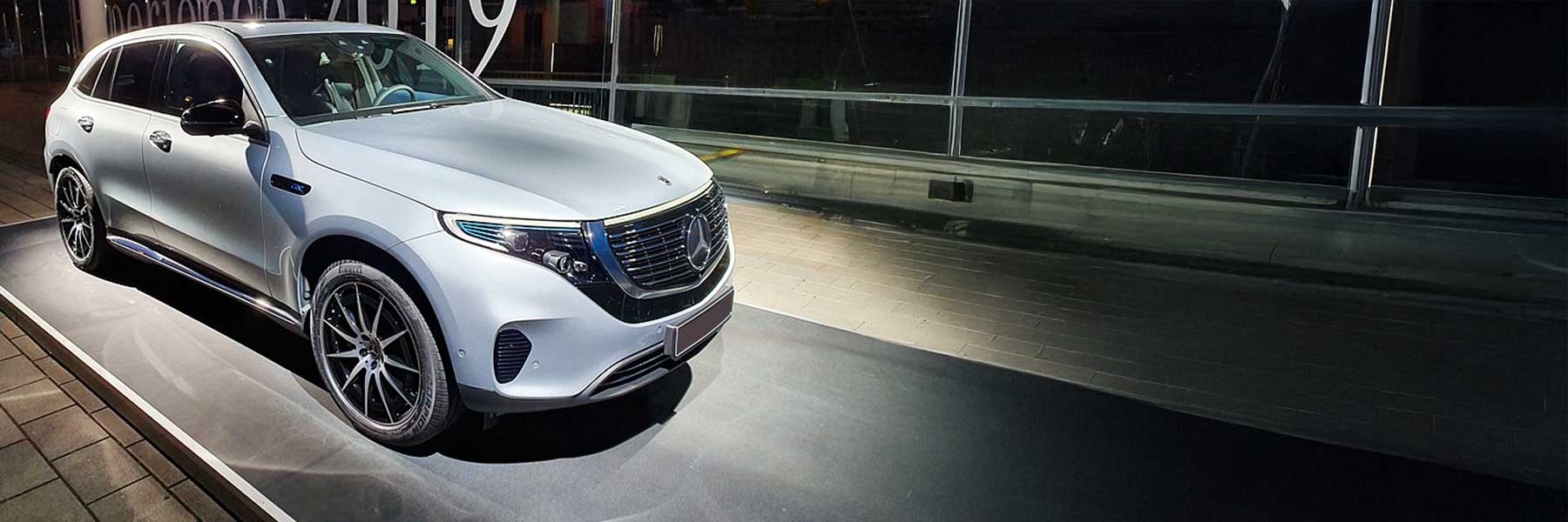Banner image of a  Mercedes EQC N293 featuring original Mercedes wheels.