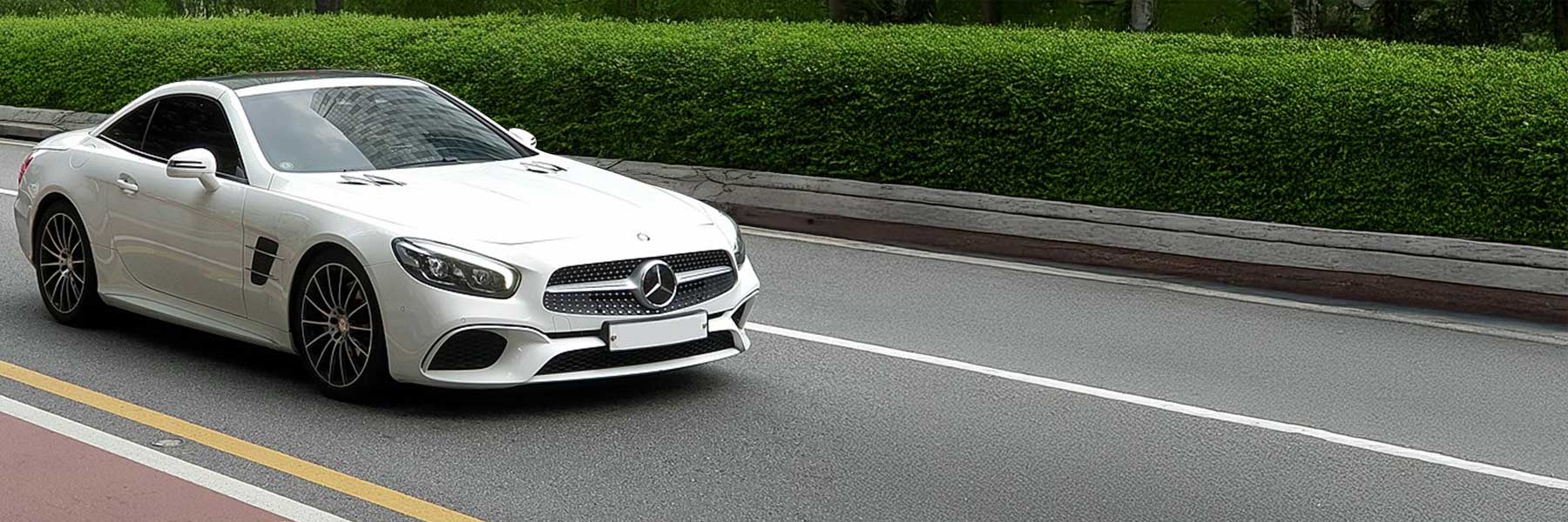 Banner image of a  Mercedes SL R231 featuring original Mercedes wheels.