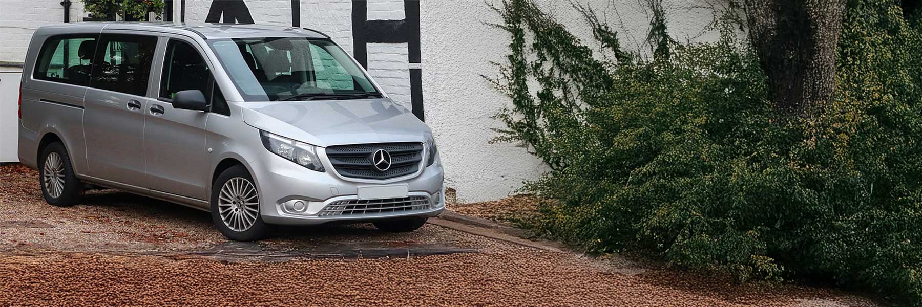 Banner image of a  Mercedes Vito 447 featuring original Mercedes wheels.