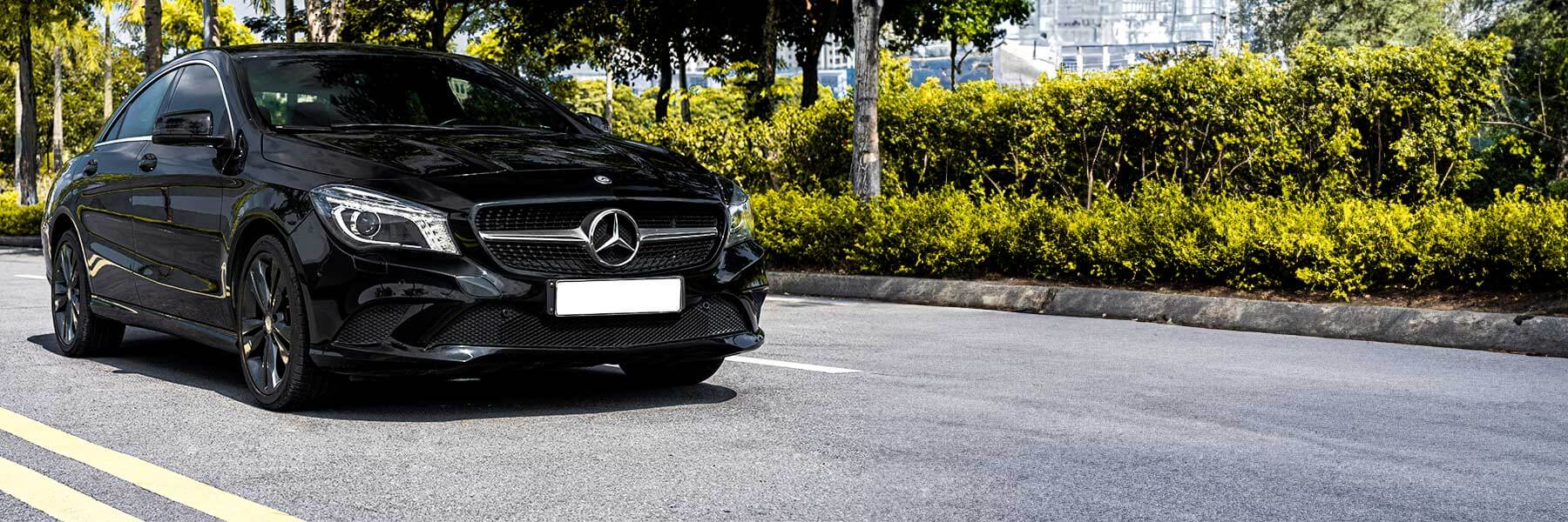 Banner image of a  Mercedes CLA C117 featuring original Mercedes wheels.