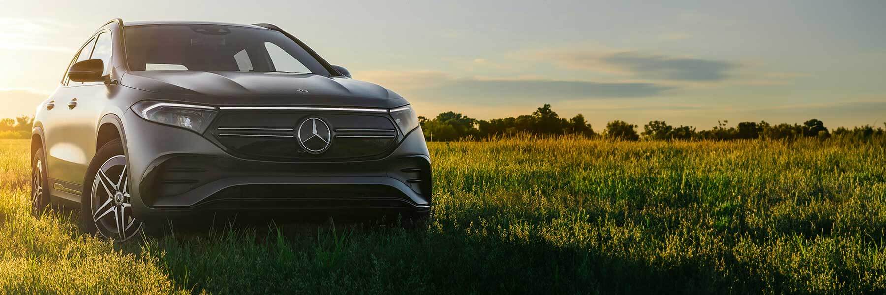 Banner image of a  Mercedes EQA H243 featuring original Mercedes wheels.