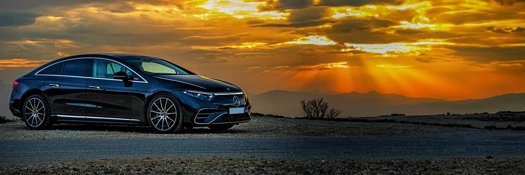 Banner image of a  Mercedes EQS V297 featuring original Mercedes wheels.