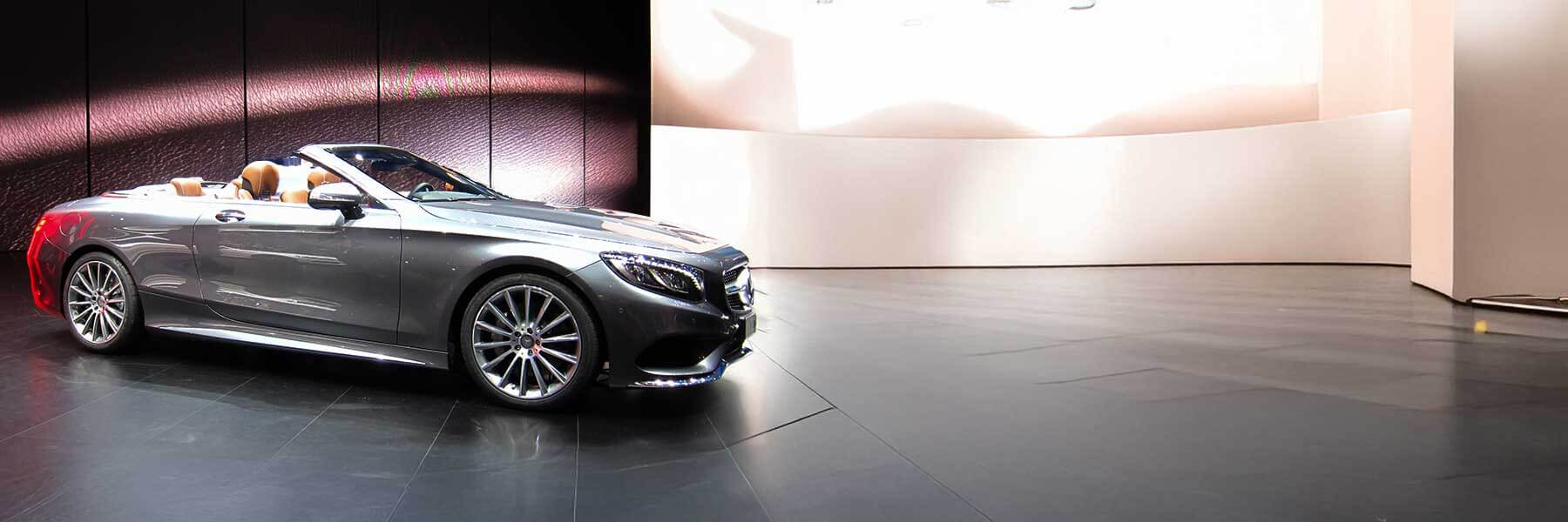 Banner image of a  Mercedes S-Class C217 featuring original Mercedes wheels.