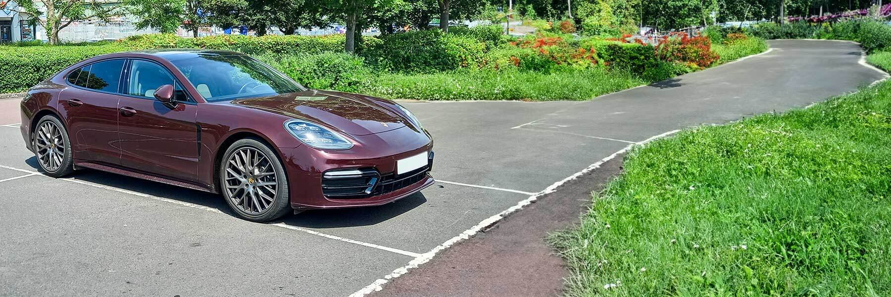 Banner image of a  Porsche Panamera G2 971 featuring original Porsche wheels.