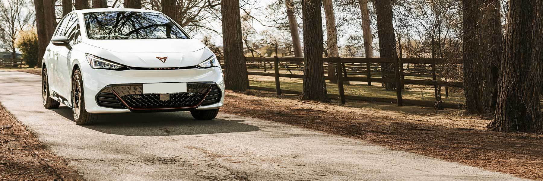 Featured banner showcasing the Cupra Born with original Cupra wheels.