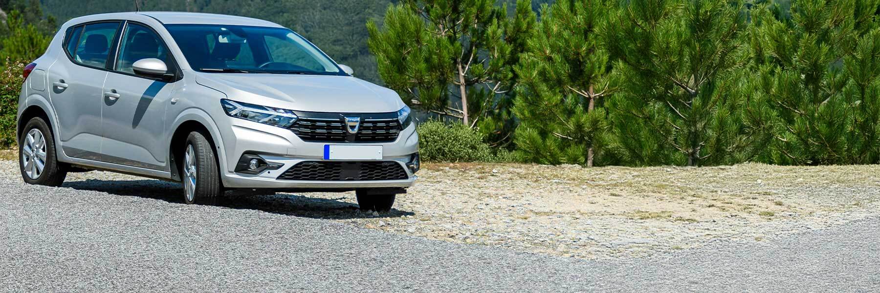 Featured banner showcasing the Dacia Logan with original Dacia wheels.