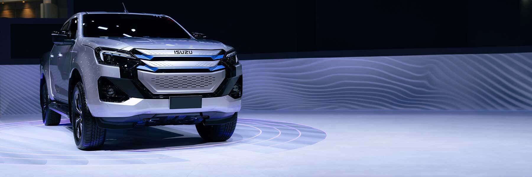 Isuzu featured in banner showcasing its original alloy wheels.