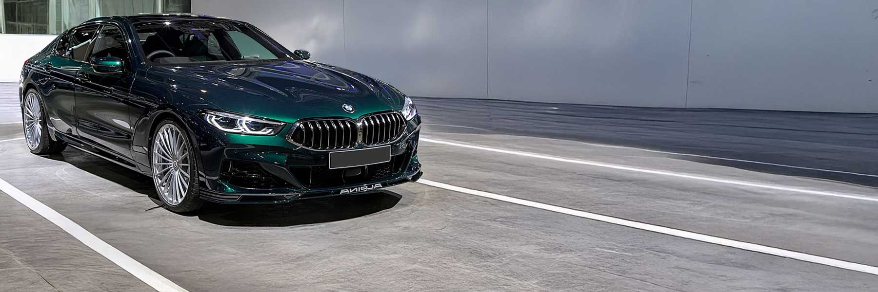 Featured banner showcasing the Alpina B8 with original Alpina wheels.