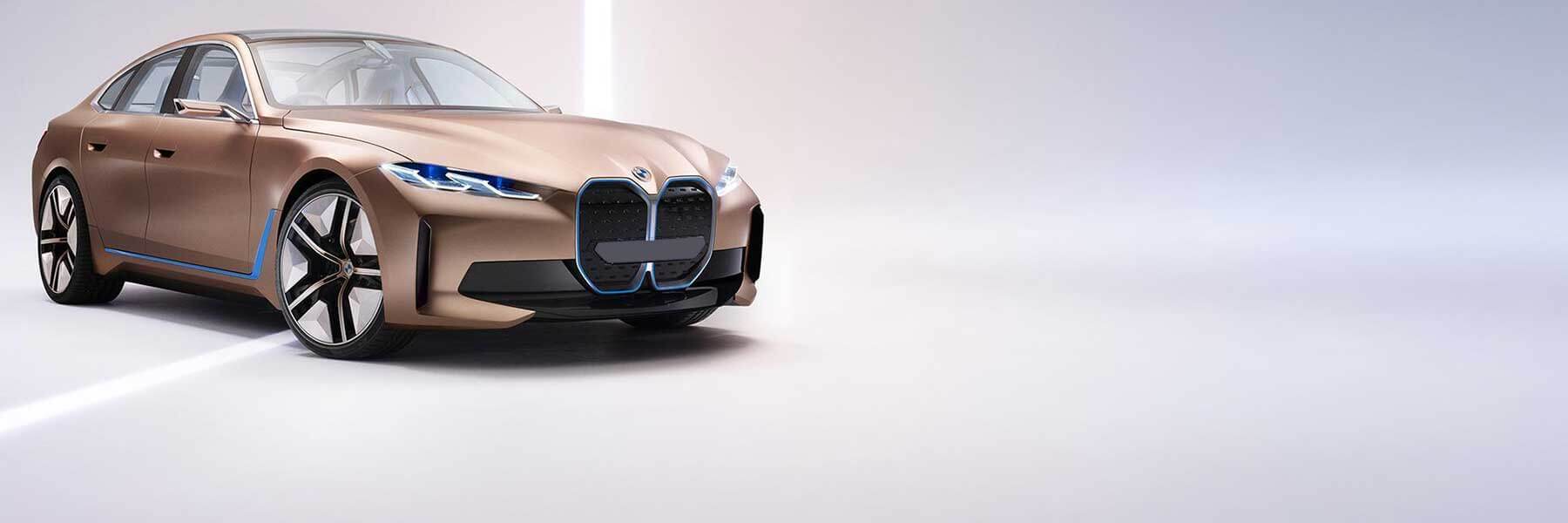 Featured banner showcasing the BMW i4 with original BMW wheels.