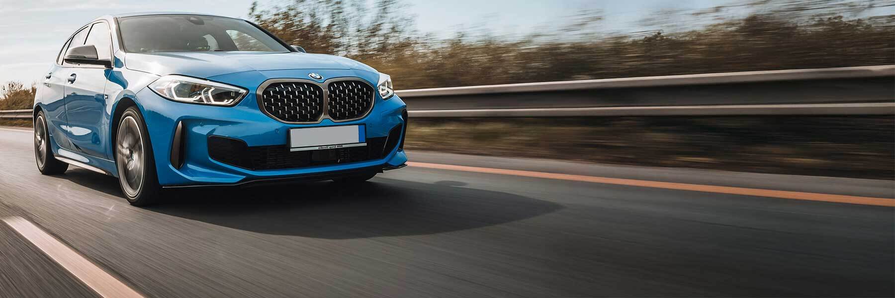 Featured banner showcasing the BMW 1 Series with original BMW wheels.