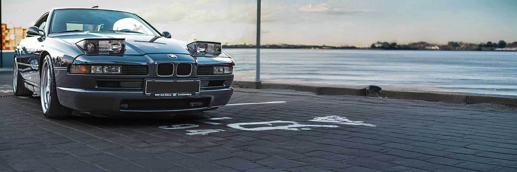 Featured banner showcasing the BMW 8 Series with original BMW wheels.