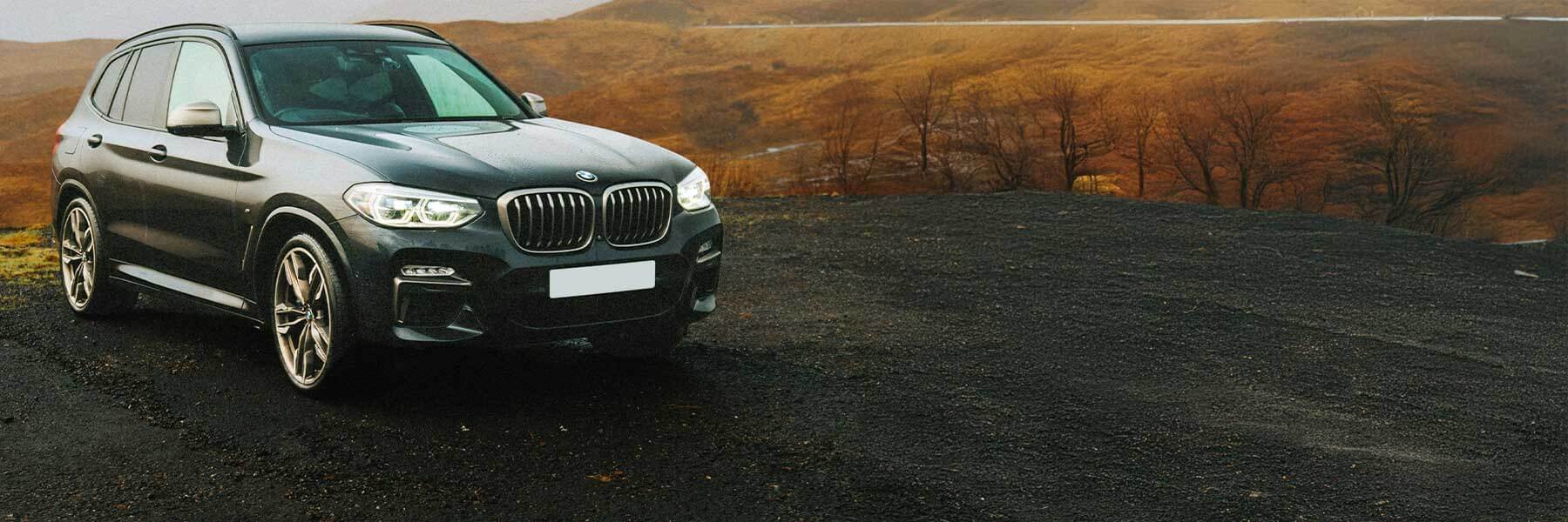Featured banner showcasing the BMW X3 with original BMW wheels.