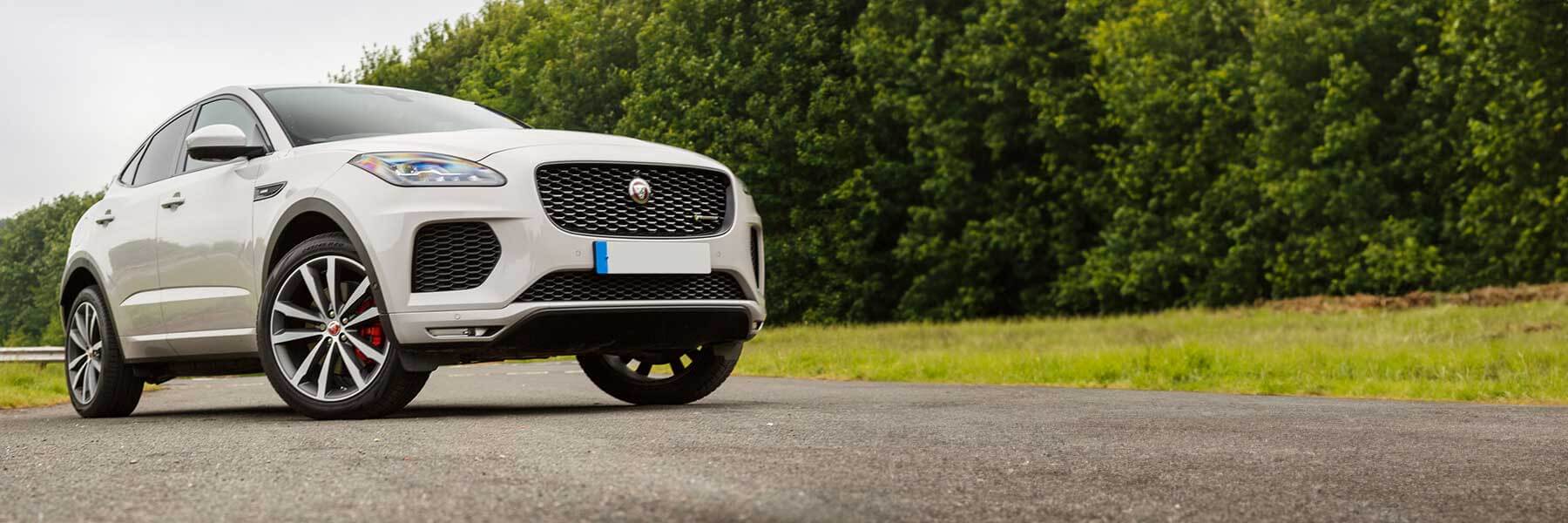 Featured banner showcasing the Jaguar E-Pace with original Jaguar wheels.