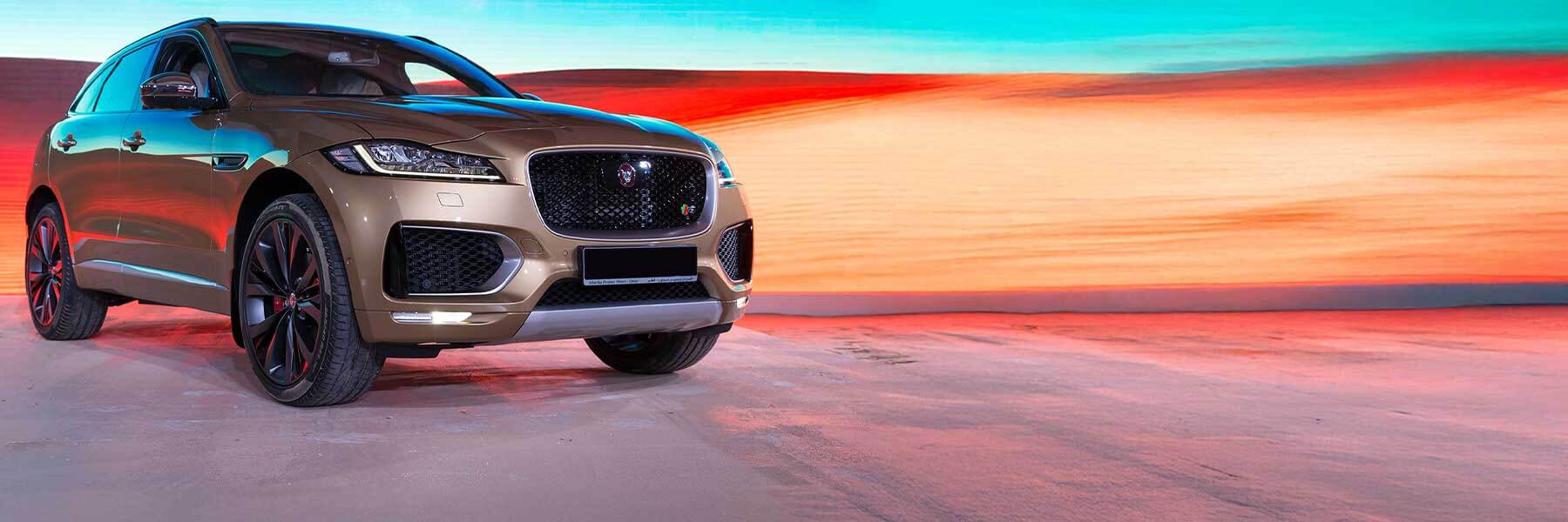 Featured banner showcasing the Jaguar F-Pace with original Jaguar wheels.