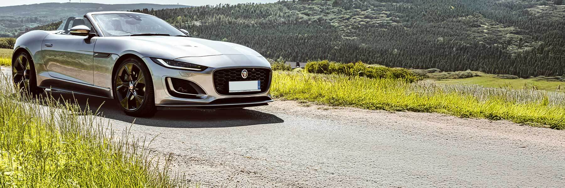 Featured banner showcasing the Jaguar F-Type with original Jaguar wheels.
