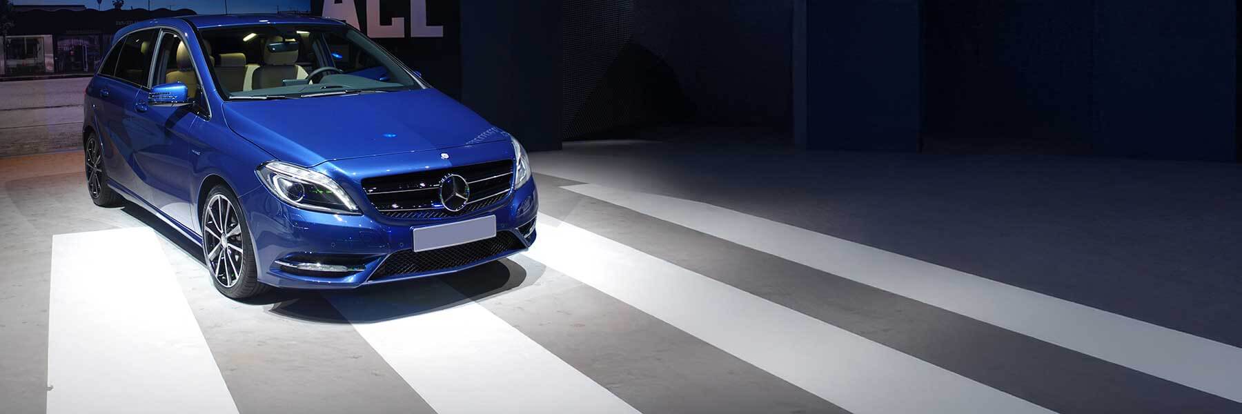 Banner image of a  Mercedes B-Class W242 featuring original Mercedes wheels.