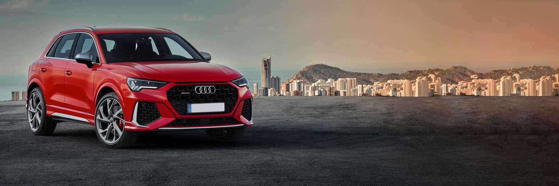 Featured banner showcasing the Audi RS Q3 with original Audi wheels.