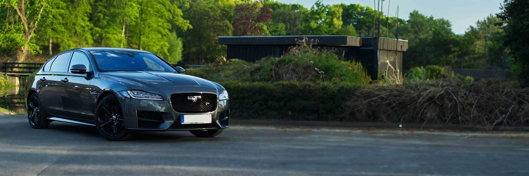 Featured banner showcasing the Jaguar XF with original Jaguar wheels.