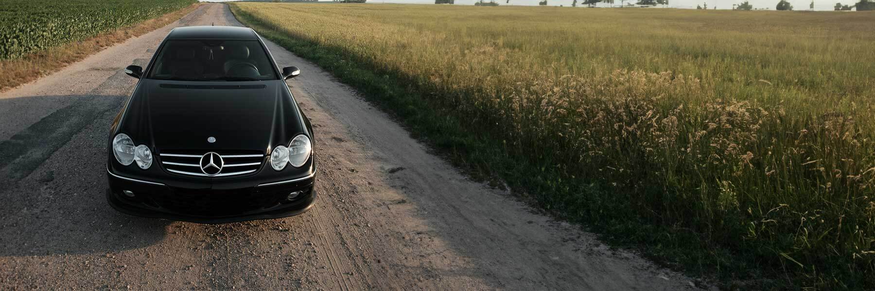 Featured banner showcasing the Mercedes CLA with original Mercedes wheels.