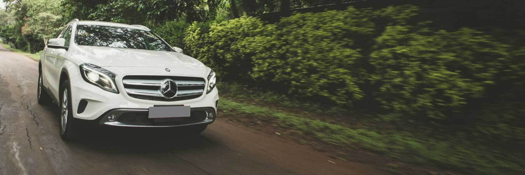Featured banner showcasing the Mercedes GLA with original Mercedes wheels.