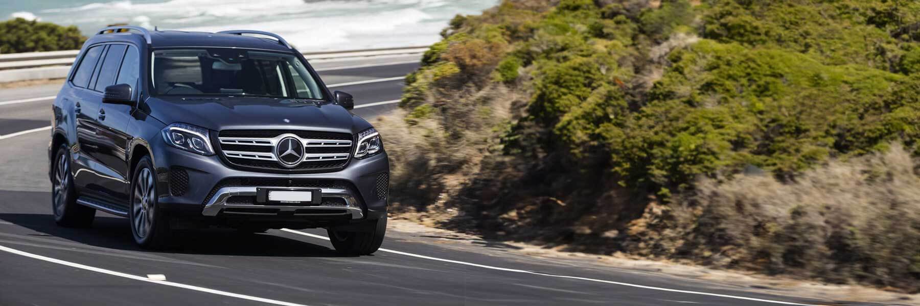 Banner image of a  Mercedes GLS-Class X166 featuring original Mercedes wheels.