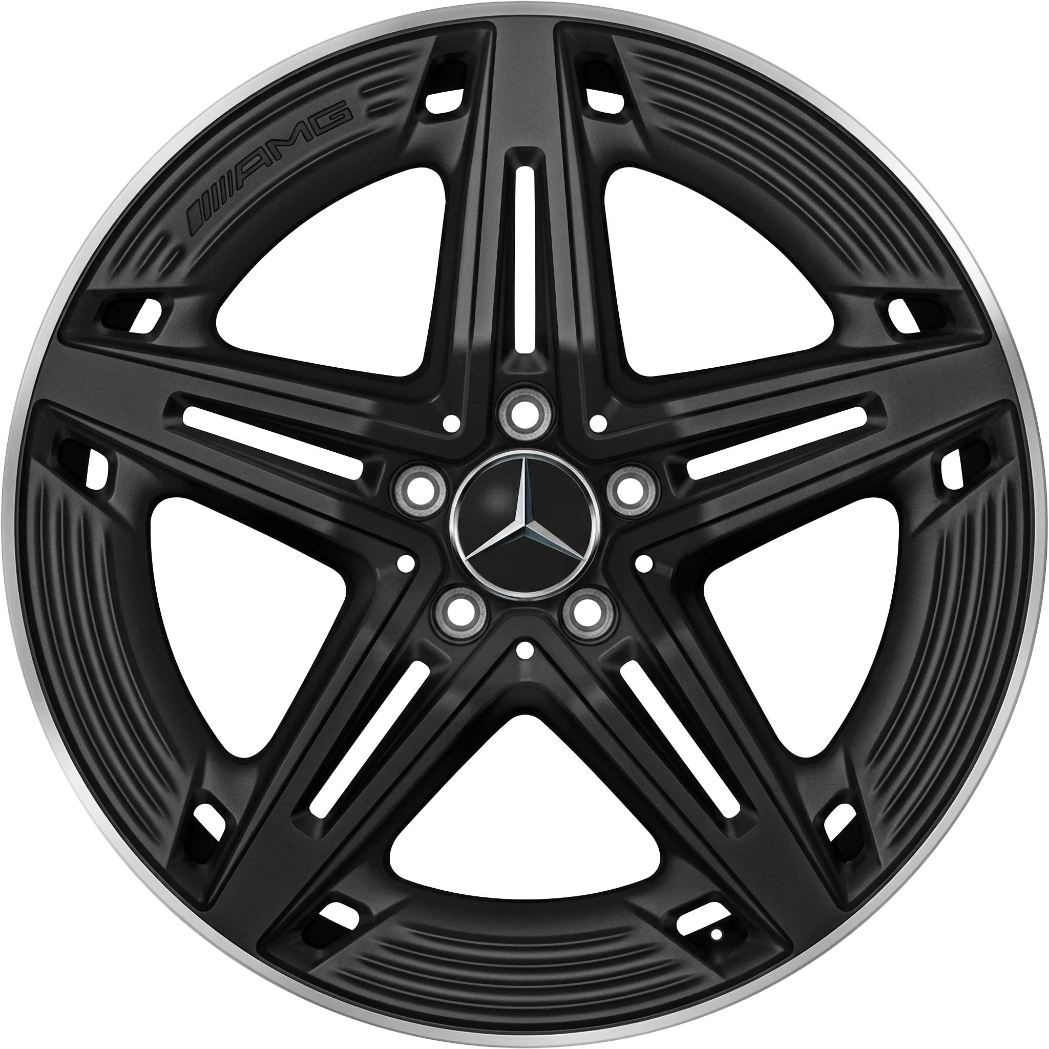 AMG 5 Twin Spoke [118-19] Matt Black with High Sheen Rim Edge Alloy Wheel Product Image #1