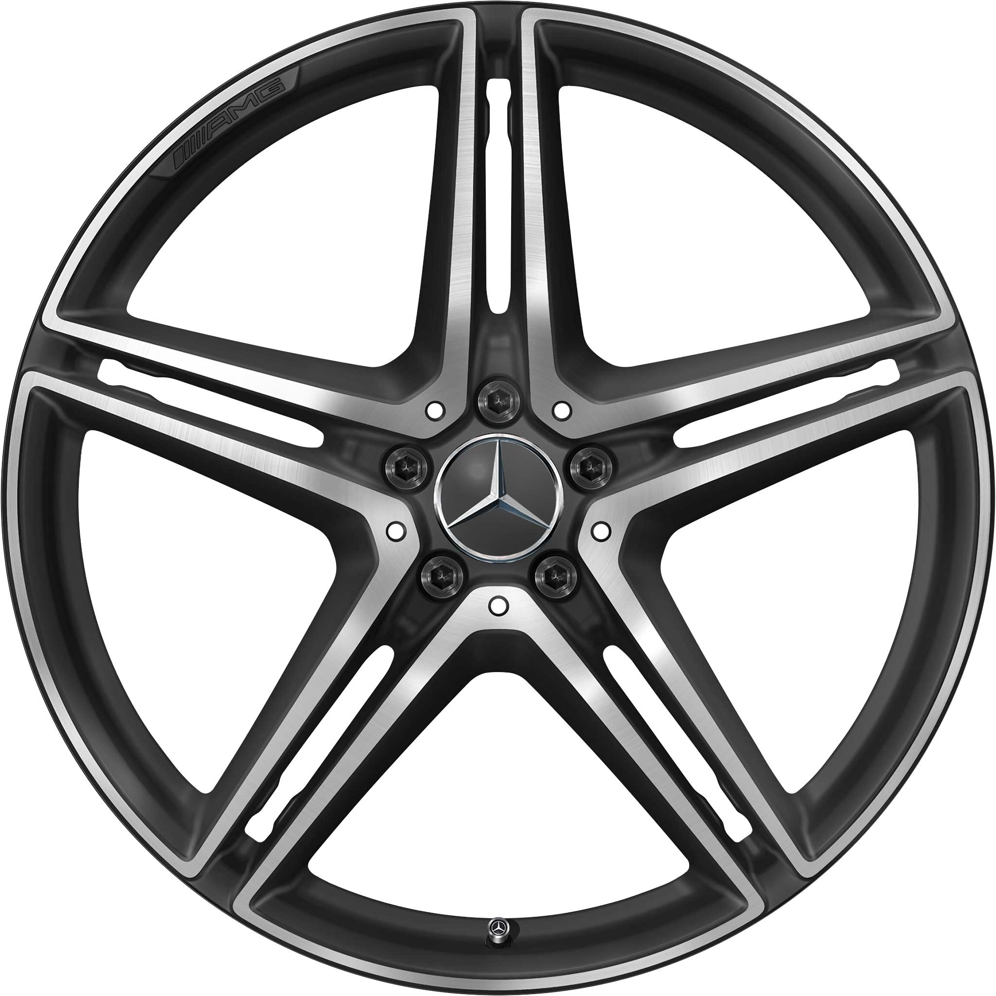 AMG 5 Twin Spoke [223-21] Matt Black with High Sheen Alloy Wheel Product Image #1