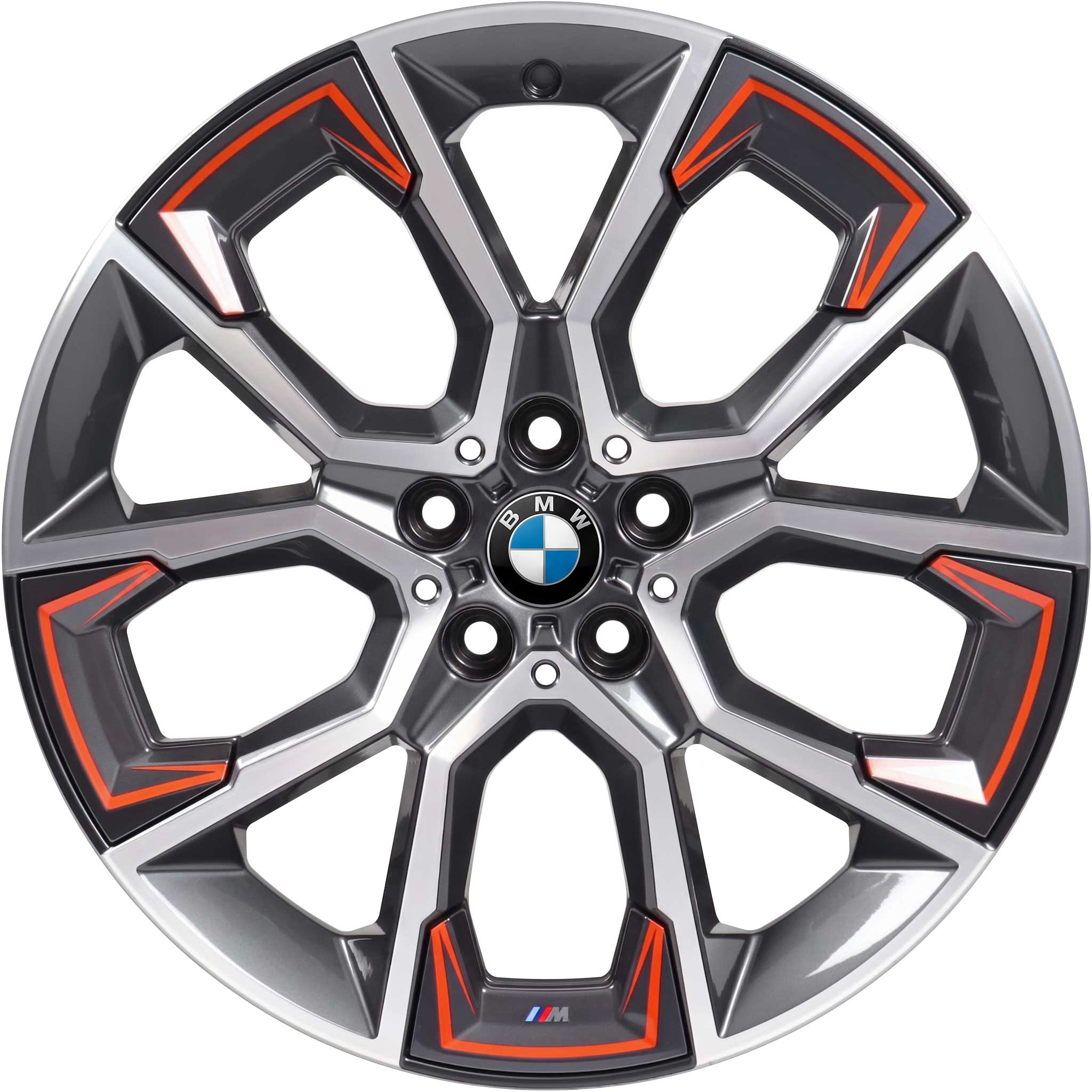 BMW 919M Gunmetal Grey with Bright Turned and Orange Inserts Alloy Wheel Product Image #1