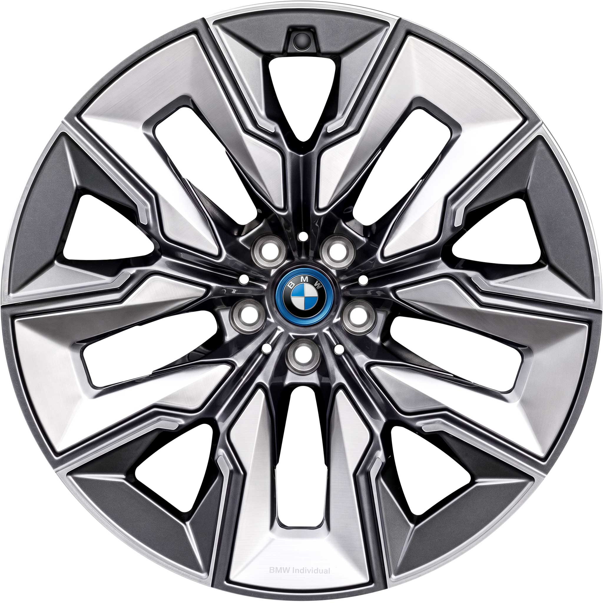 BMW 910I Gunmetal Grey with Bright Turned and Silver Inserts Alloy Wheel Product Image #1