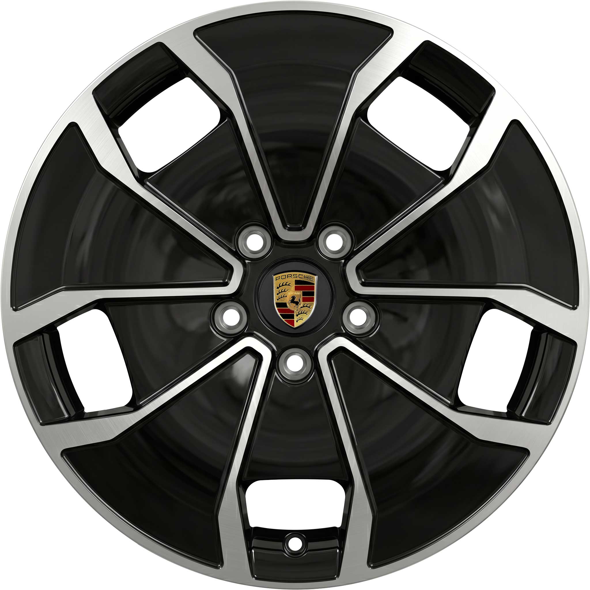 Porsche Taycan Turbo Aero Gloss Black with Bright Turned Alloy Wheel Product Image #1