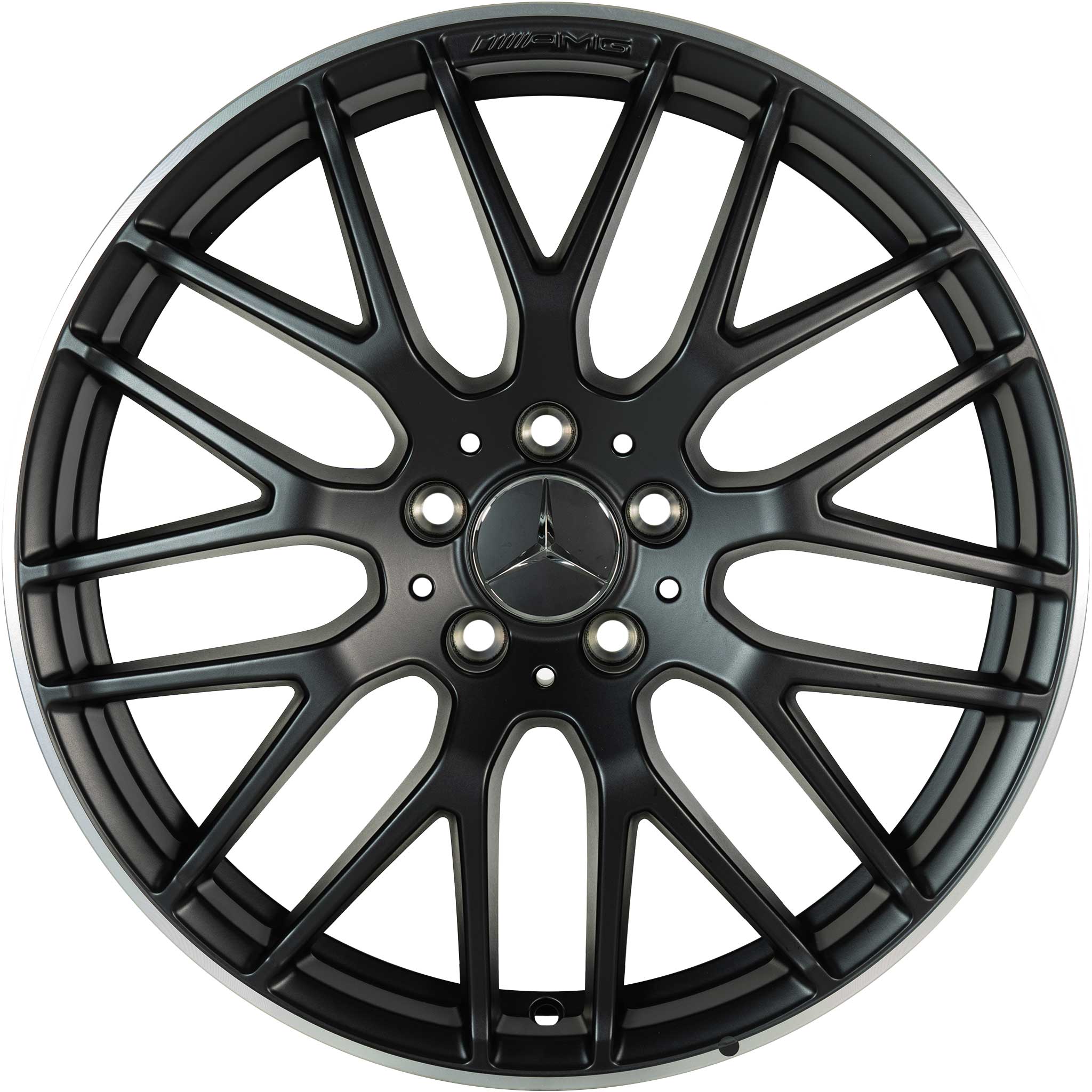 AMG Cross Spoke [176-19] Matt Black with High Sheen Rim Edge Alloy Wheel Product Image #1