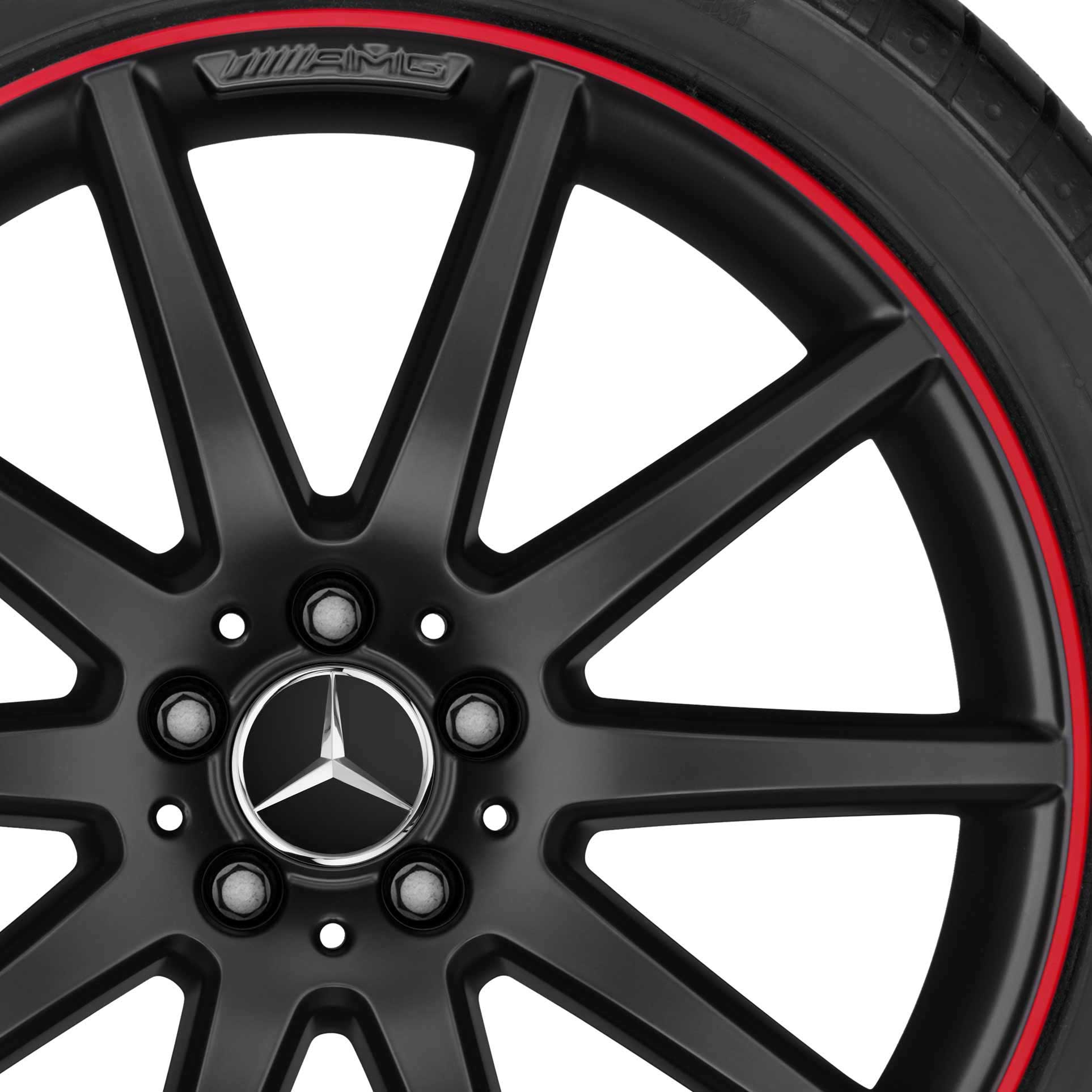 AMG 10 Spoke [156-20] Matt Black with Ember Red Rim Edge Alloy Wheel Product Image #2