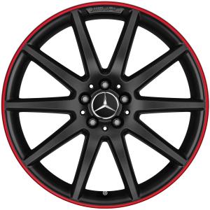 AMG 10 Spoke [156-20] Matt Black with Ember Red Rim Edge Alloy Wheel - Sizes 20in