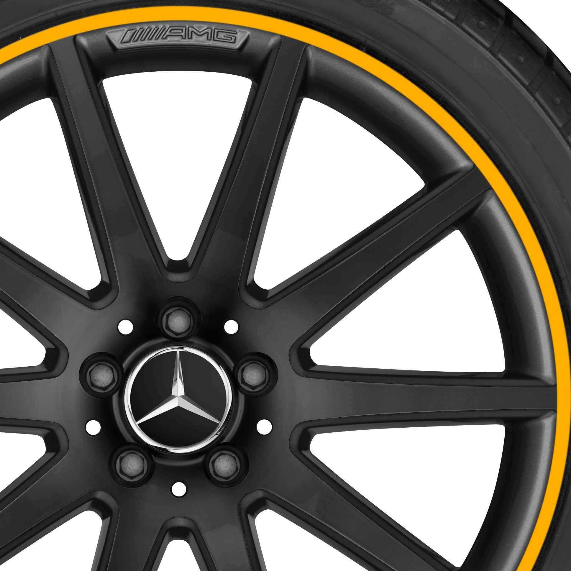 AMG 10 Spoke [156-20] Matt Black with Yellow Rim Edge Alloy Wheel Product Image #2