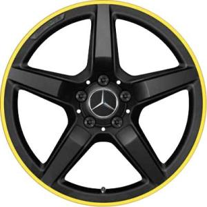 AMG 5 Spoke [172-18] Matt Black with Yellow Rim Edge Alloy Wheel - Sizes 18in