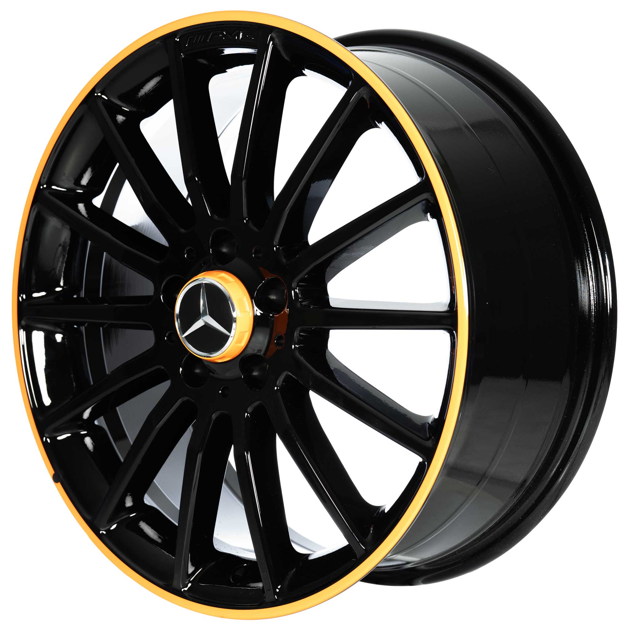 AMG Multispoke [176-18] Gloss Black with Orange Rim Edge Alloy Wheel Product Image #2