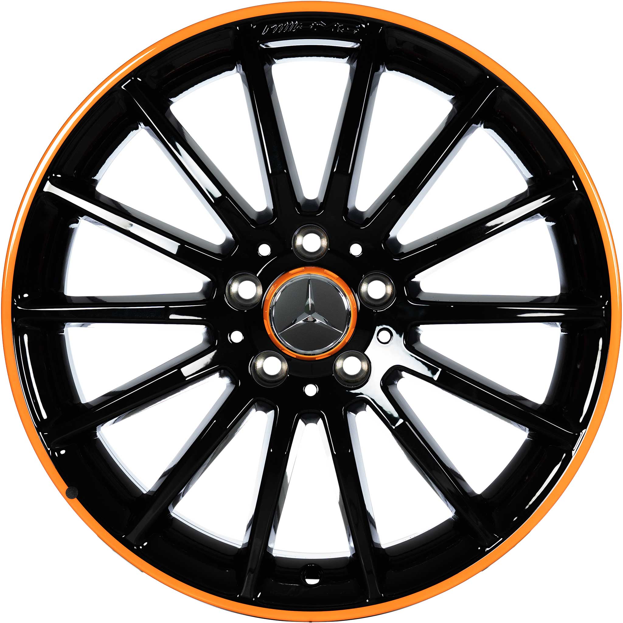AMG Multispoke [176-18] Gloss Black with Orange Rim Edge Alloy Wheel Product Image #1