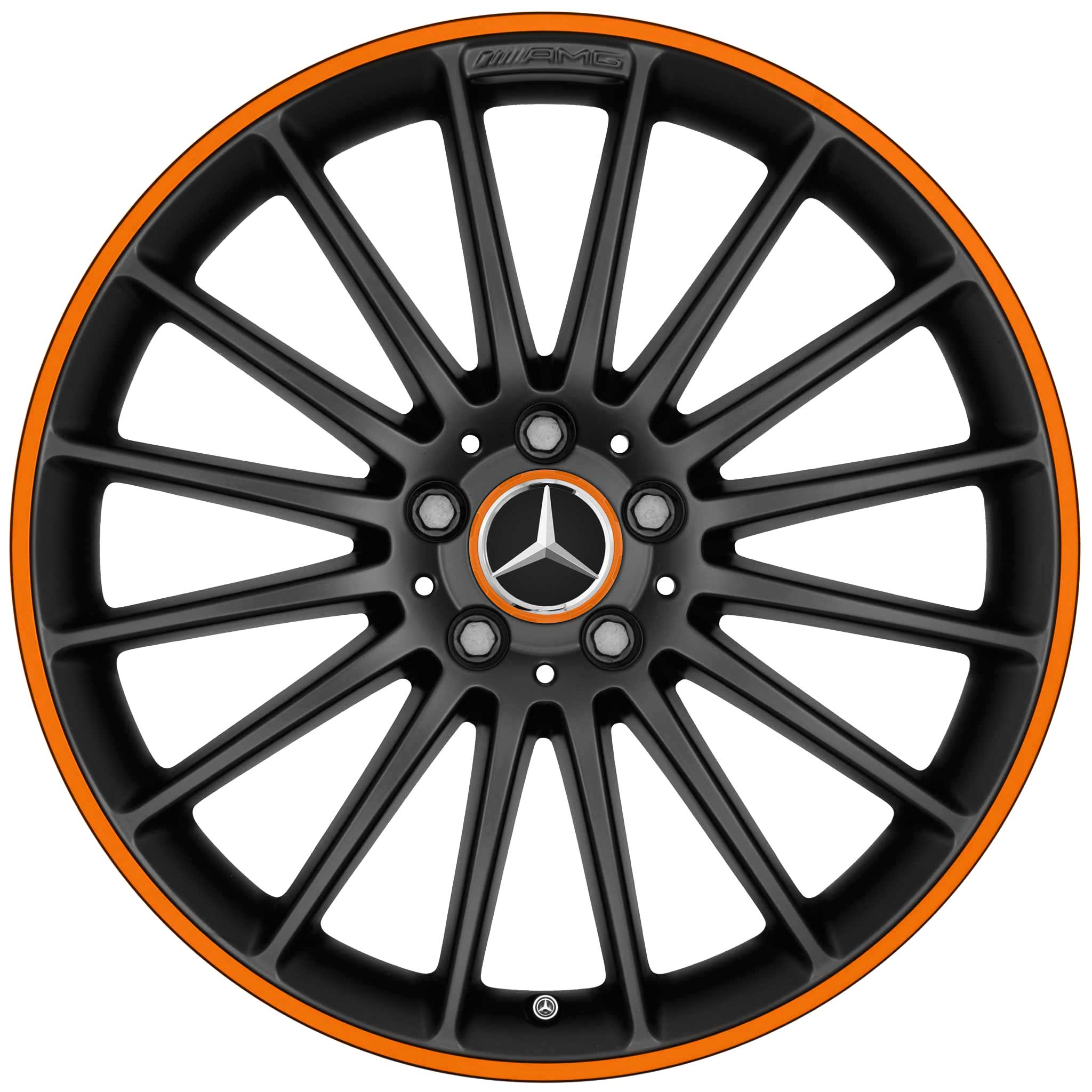 AMG Multispoke [176-19] Matt Black with Orange Rim Edge Alloy Wheel Product Image #1