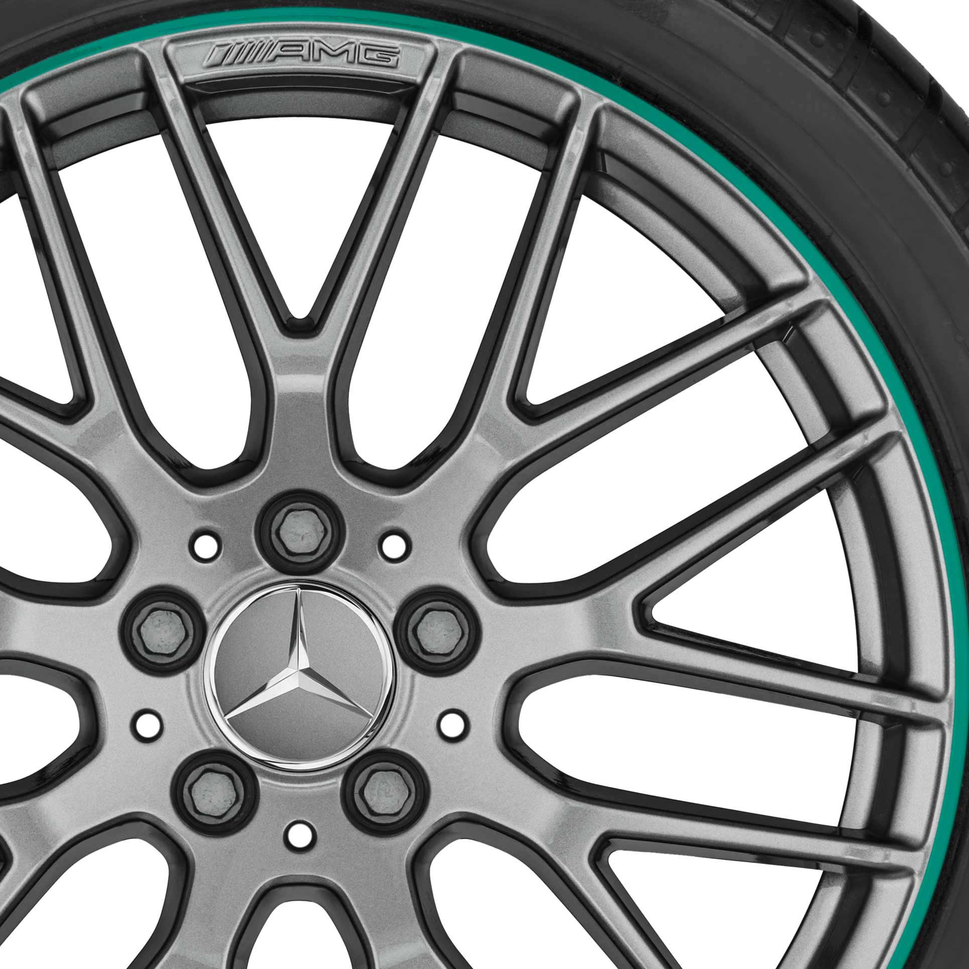 AMG Cross Spoke [176-19] Titanium Grey with Green Rim Edge Alloy Wheel Product Image #2