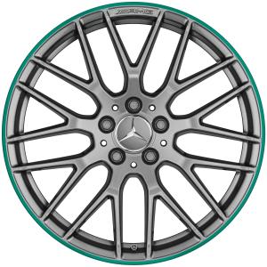 19" AMG Cross Spoke [176-19] Titanium Grey with Green Rim Edge alloy wheel
